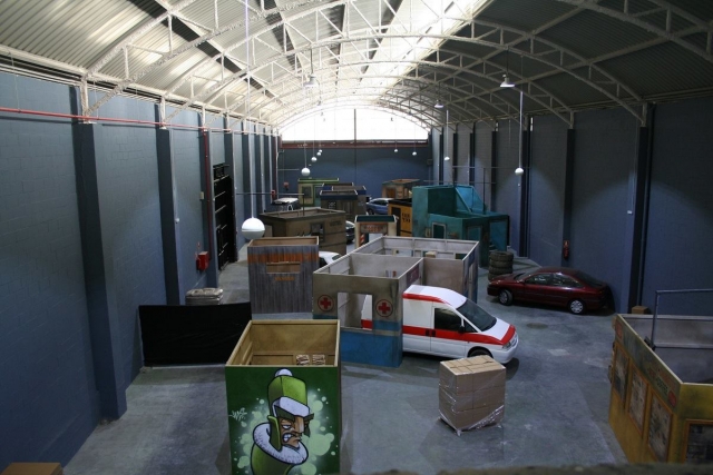 Vista aerea del escenario de laser tag